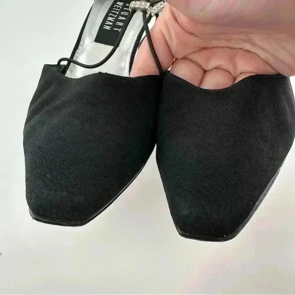 Stuart Weitzman heels 7 black gem mother of the bride formal party holiday